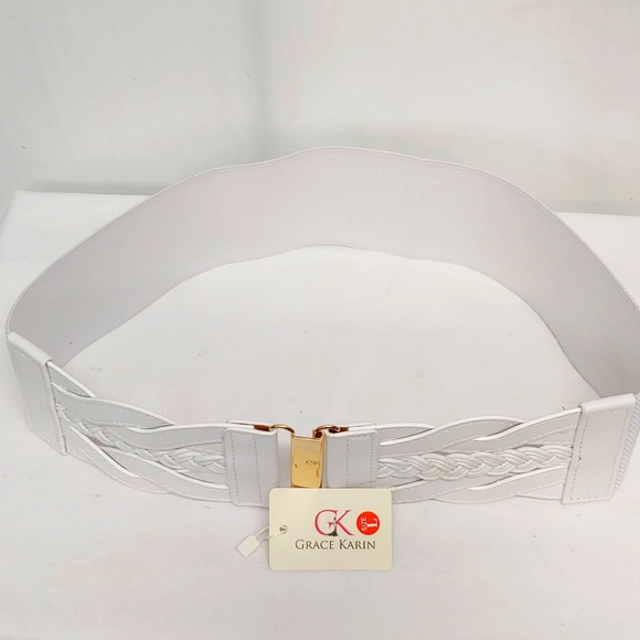 Grace Karin White Wide Elastic Wide Belt. NWT - Picture 2 of 9